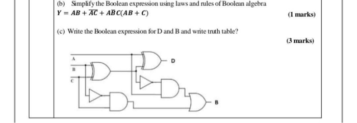 Solved (b) Simplify the Boolean expression using laws and | Chegg.com