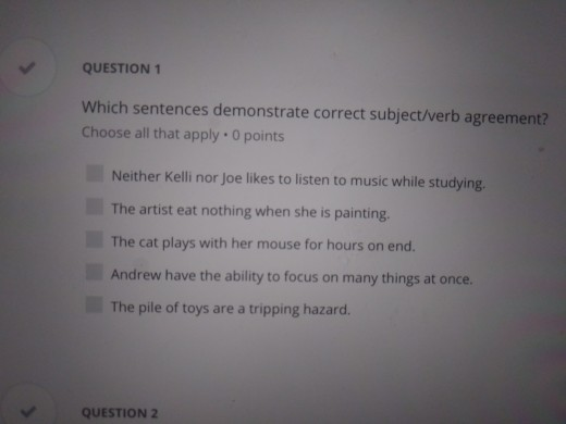 Question 1 Which Sentences Demonstrate Correct Chegg 