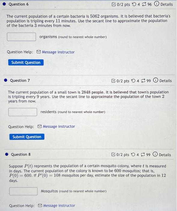 Solved The current population of a certain bacteria is 5062 | Chegg.com