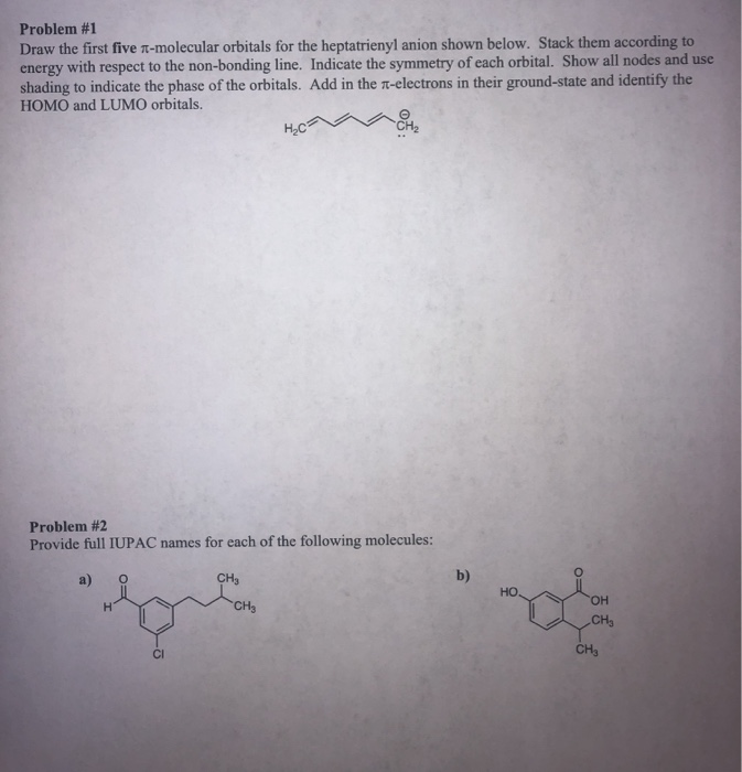 Solved Problem #1 Draw the first five -molecular orbitals | Chegg.com