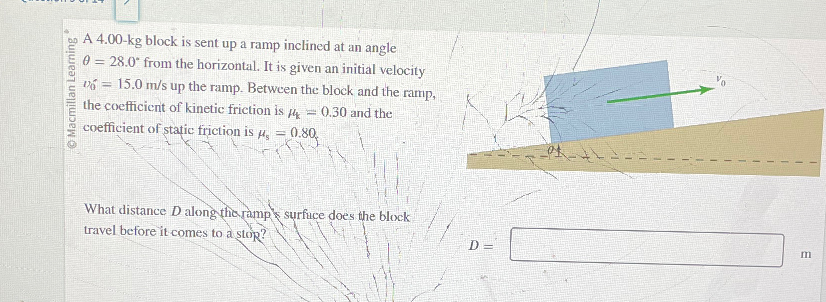 Solved as A 4.00-kg block is sent up a ramp inclined at an | Chegg.com