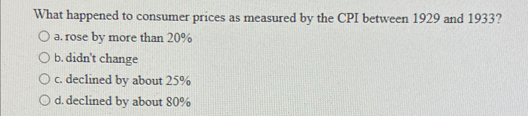 Solved What Happened To Consumer Prices As Measured By The | Chegg.com