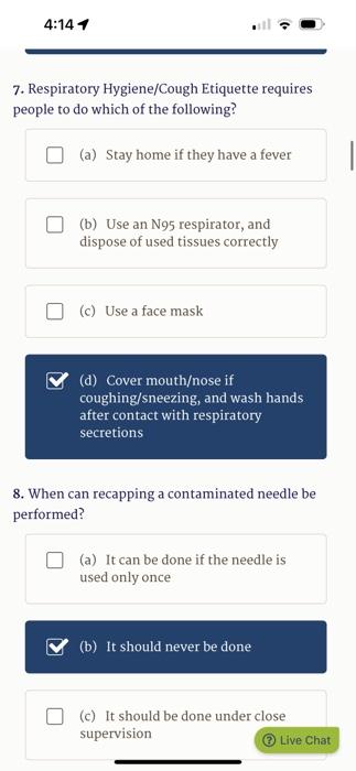 Solved 7. Respiratory Hygiene/Cough Etiquette requires | Chegg.com