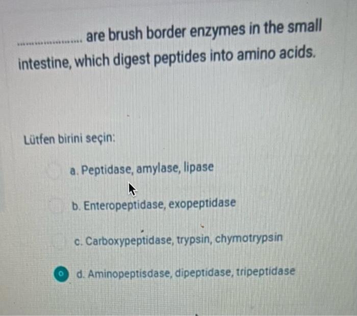 Solved............ are brush border enzymes in the small
