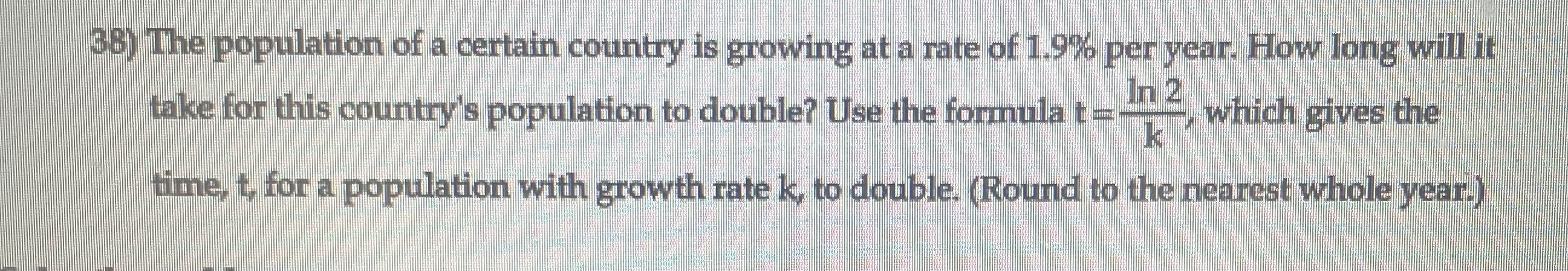Solved The population of a certain country is growing at a | Chegg.com