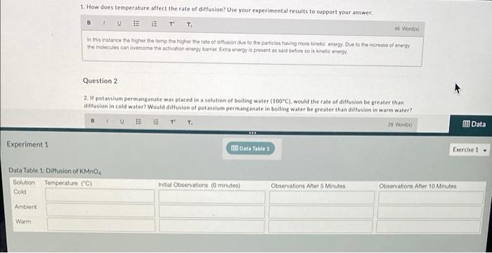 how does temperature affect the rate of diffusion experiment