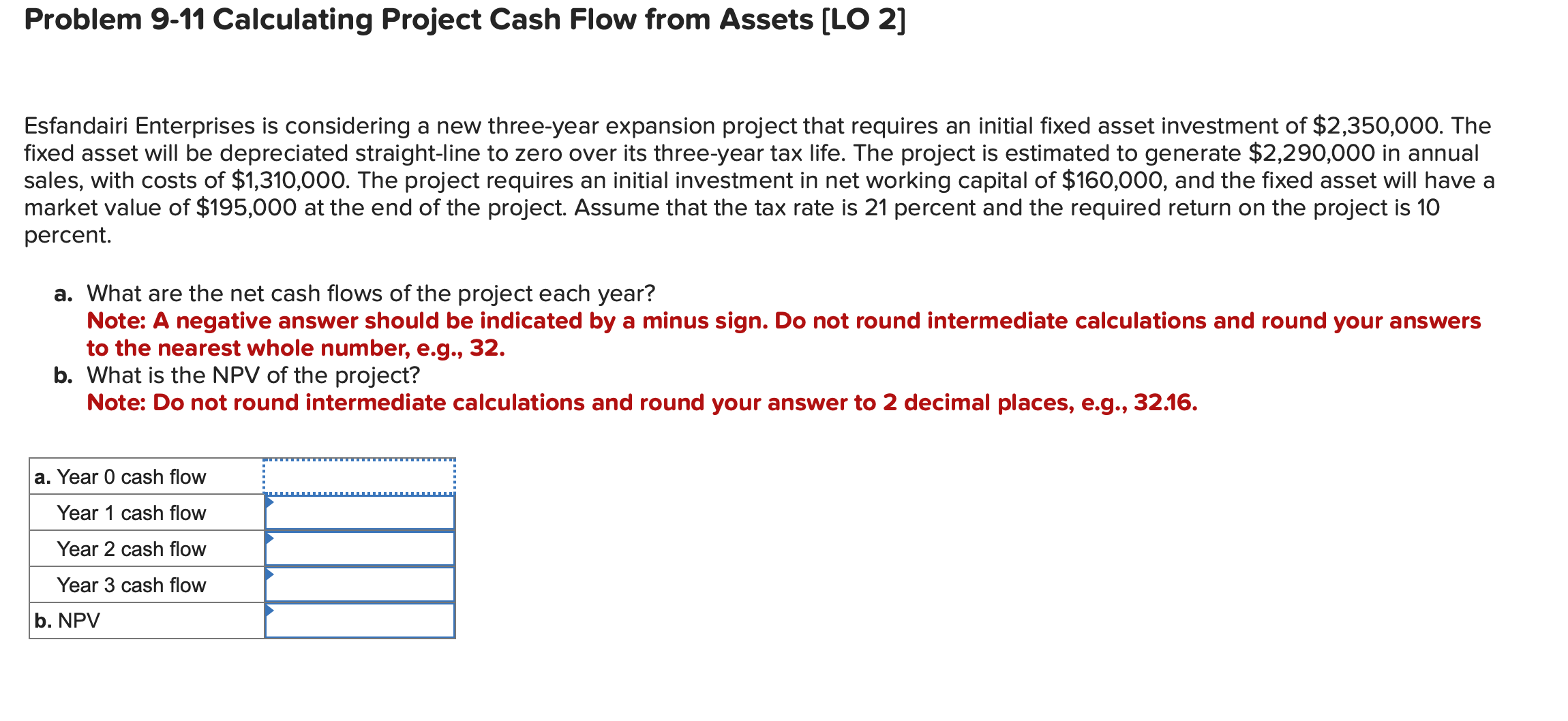 Solved Problem 9-11 ﻿Calculating Project Cash Flow from | Chegg.com