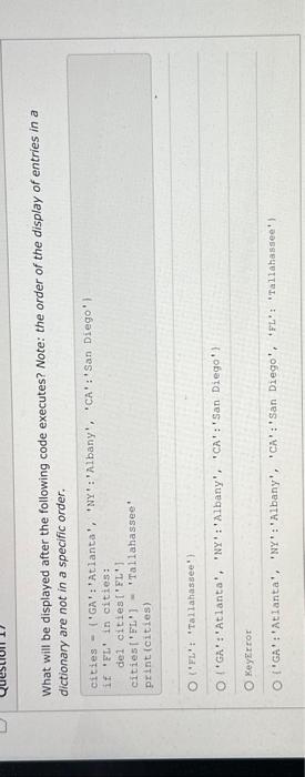 Solved What will be displayed after the following code | Chegg.com