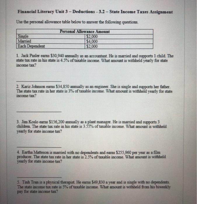 personal financial literacy homework 3 answers