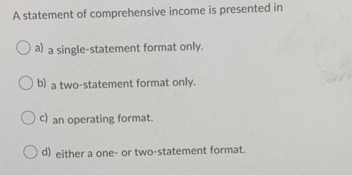 Solved A statement of comprehensive income is presented in | Chegg.com