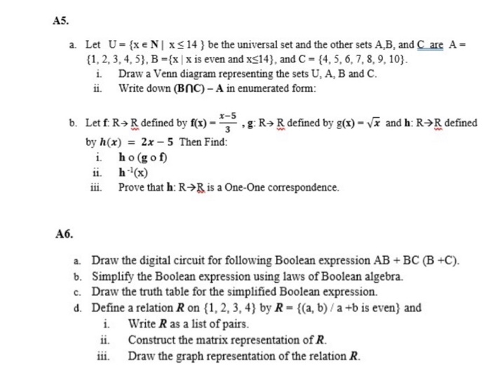 Solved A5 A Let U Xe N X 14 Be The Universal Set Chegg Com