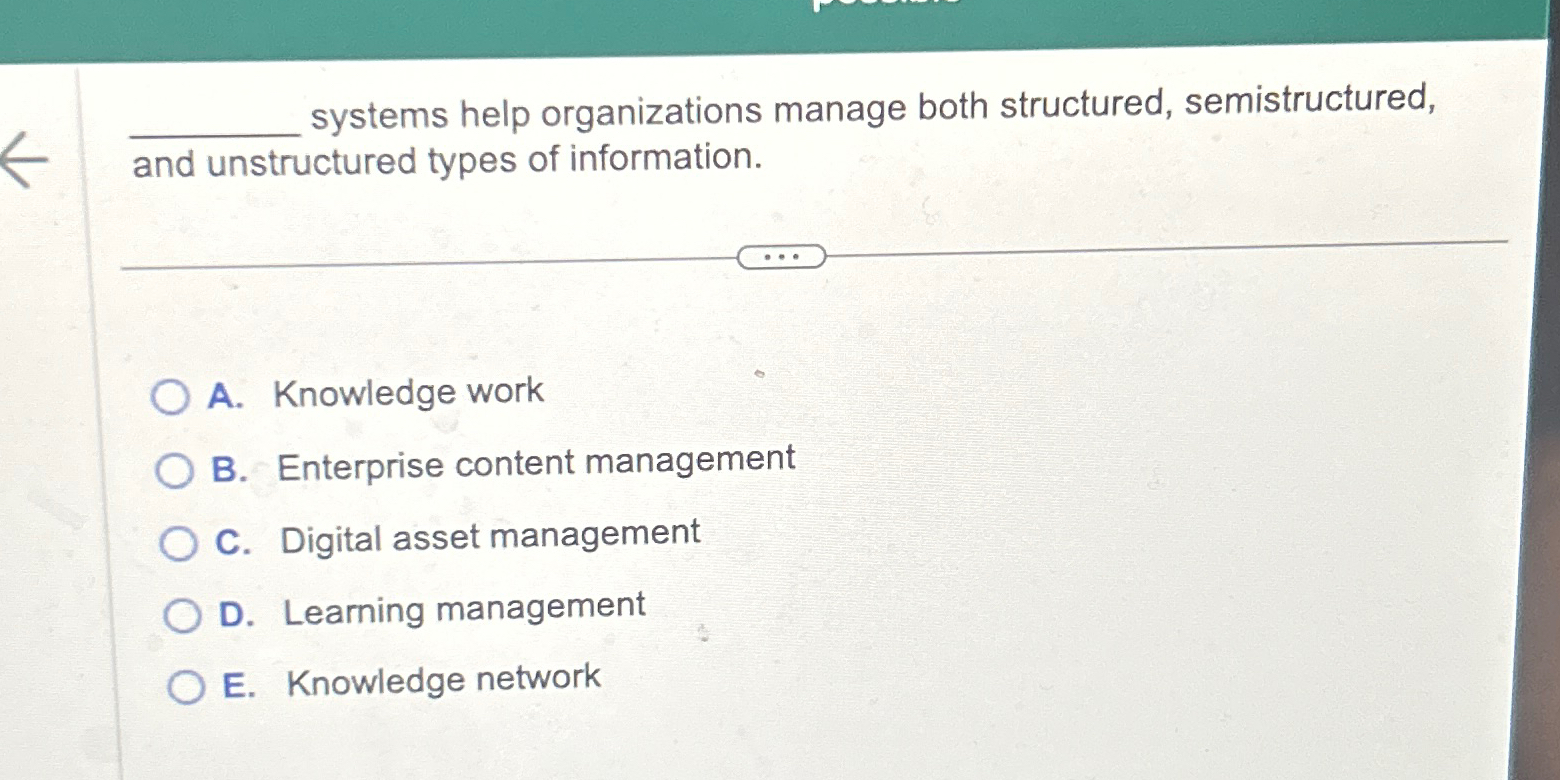 Solved systems help organizations manage both structured, | Chegg.com