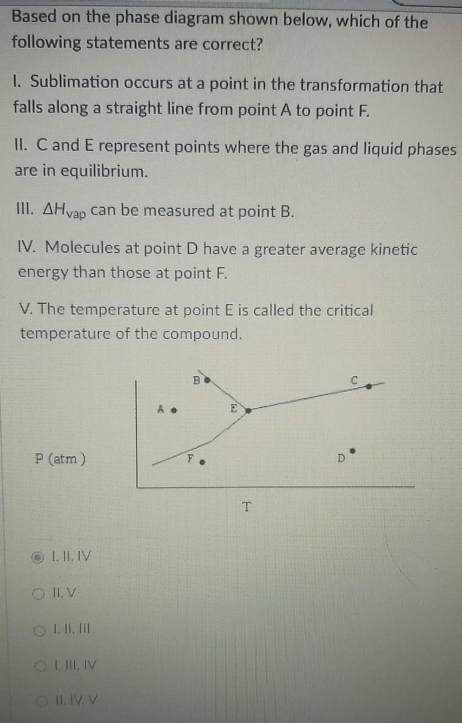 Solved Based on the phase diagram shown below, which of the | Chegg.com