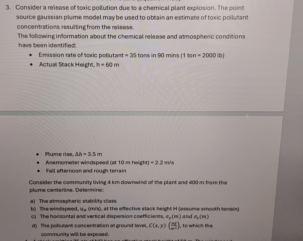 Solved Consider a release of toxic pollution due to a | Chegg.com