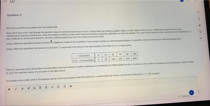 Solved Question 2 D NO CALCULATOR IS ALLOWED FOR THE | Chegg.com