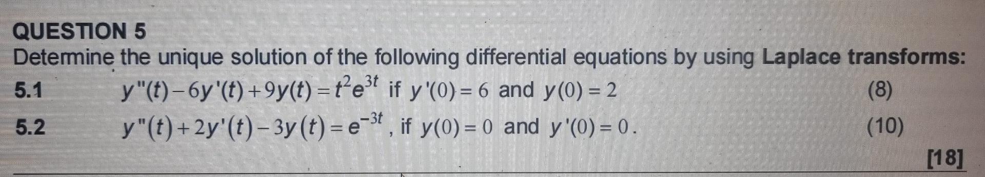 Solved QUESTION 5 Determine The Unique Solution Of The | Chegg.com