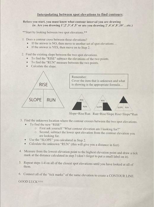 Solved Interpolating Between Spot Elevations To Find Chegg