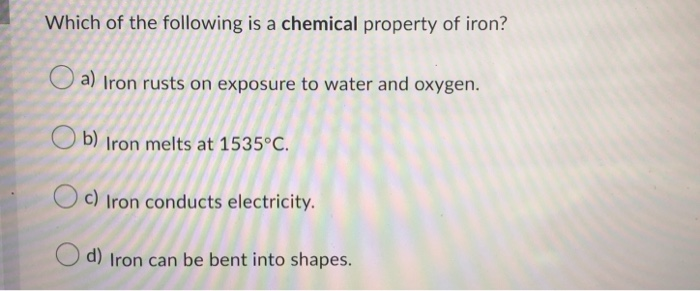 Solved: Which Of The Following Is A Chemical Property Of I ...
