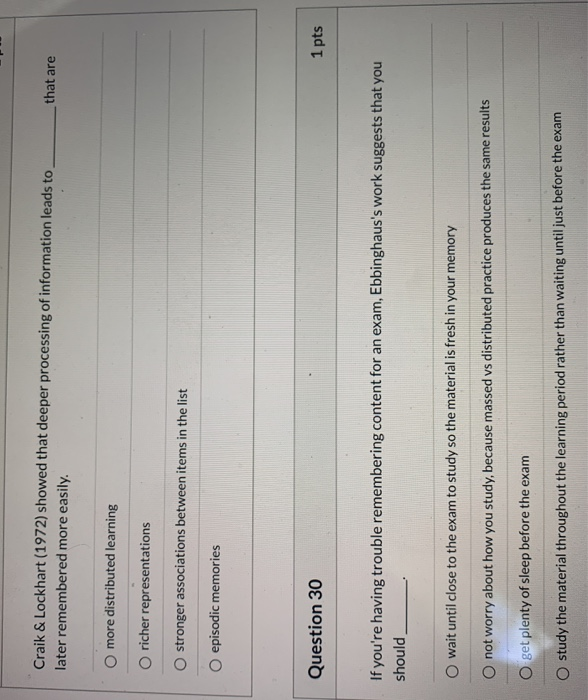 Solved Craik & Lockhart (1972) showed that deeper processing | Chegg.com