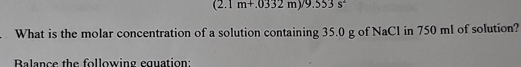 Solved What is the molar concentration of a solution | Chegg.com