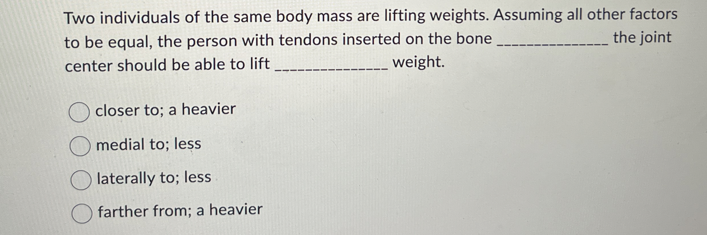 Solved Two individuals of the same body mass are lifting | Chegg.com