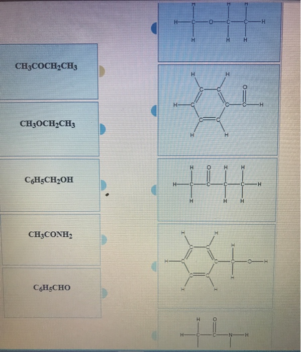 Solved CH,COCH,CH3 CH3OCH2CH3 CHCH2OH CH3CONH2 C6H3CHO | Chegg.com