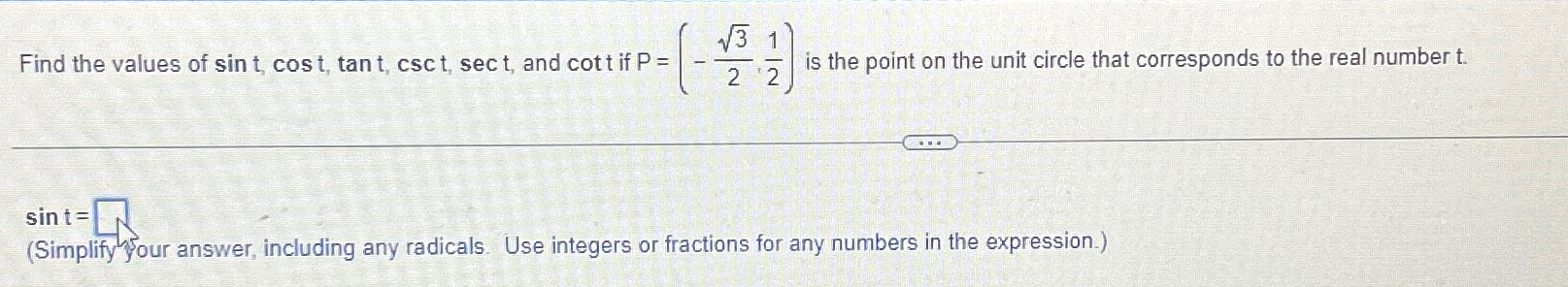 Solved Find The Values Of Sint,cost,tant,csct,sect, ﻿and | Chegg.com