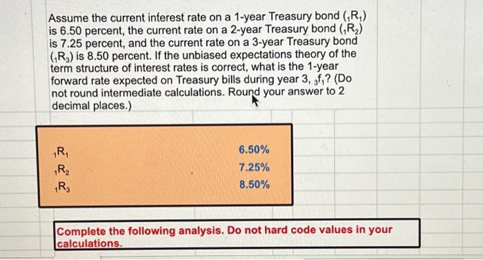 Solved Assume the current interest rate on a 1-year Treasury | Chegg.com