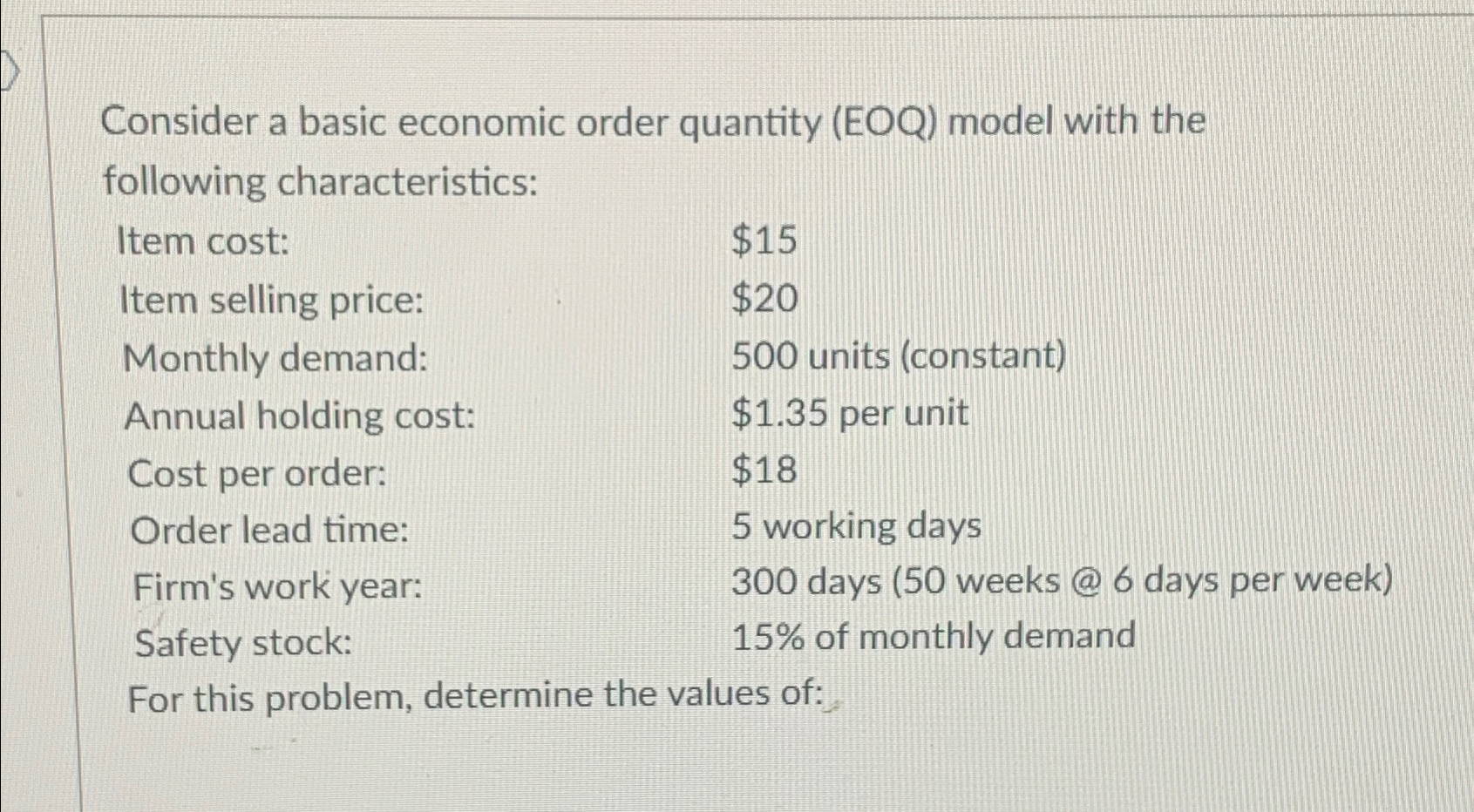 Solved Consider a basic economic order quantity (EOQ) ﻿model | Chegg.com