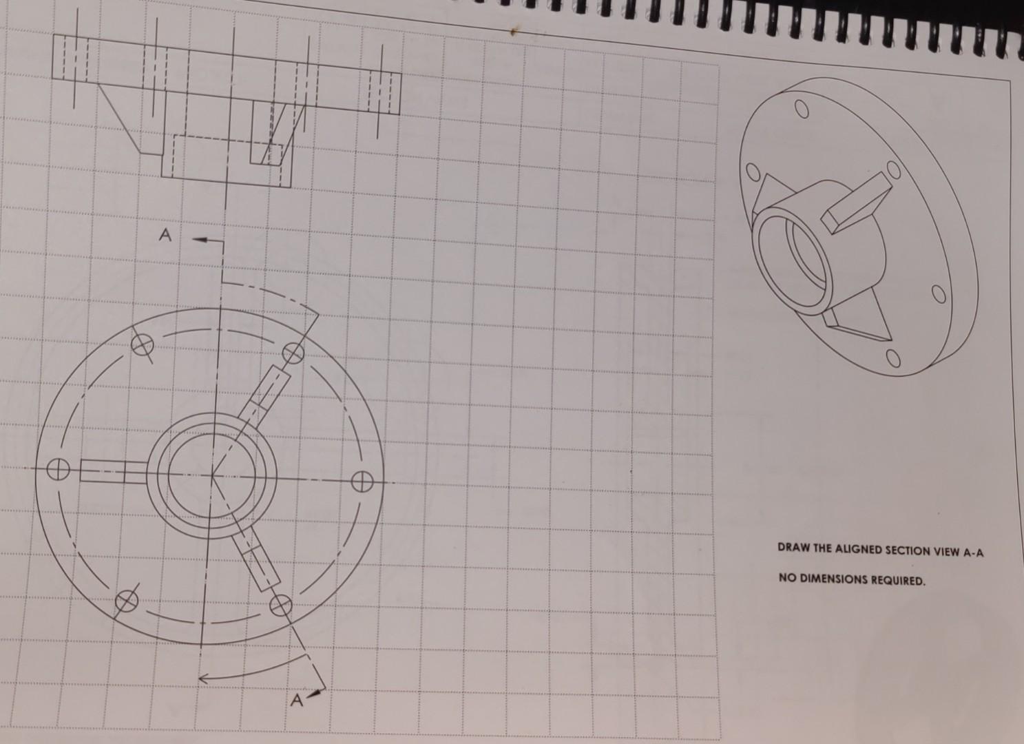 Solved A DRAW THE ALIGNED SECTION VIEW AA +22 NO