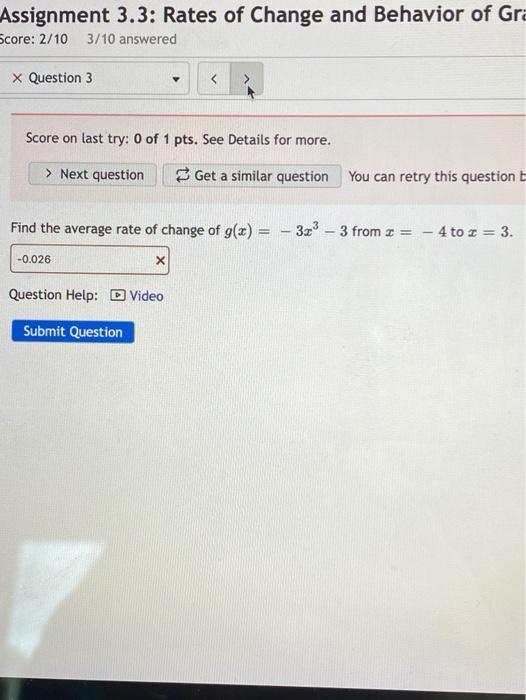 Solved Assignment 3.3: Rates of Change and Behavior of Gra | Chegg.com