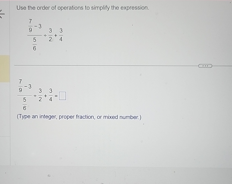 Solved Use the order of operations to simplify the | Chegg.com