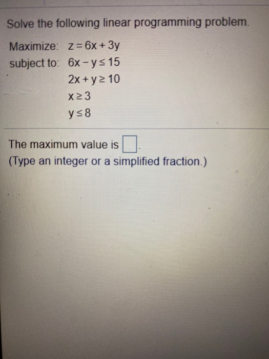 Solved Solve the following linear programming problem. | Chegg.com