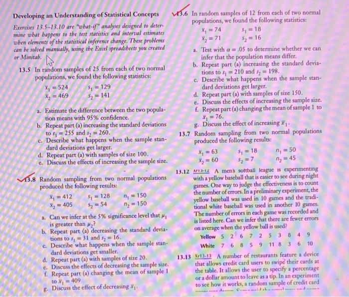 Solved Developing an Understanding of Statistical Concepts | Chegg.com
