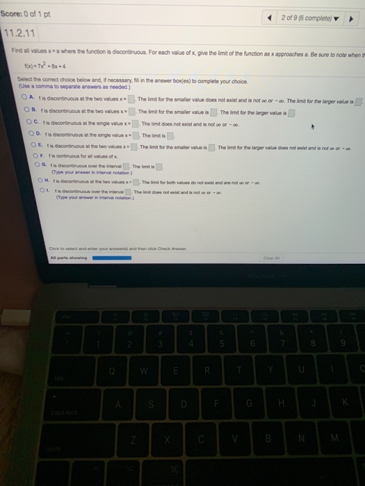 Solved Score: 0 of 1 pt X 11.2.13 Find all values x = a | Chegg.com