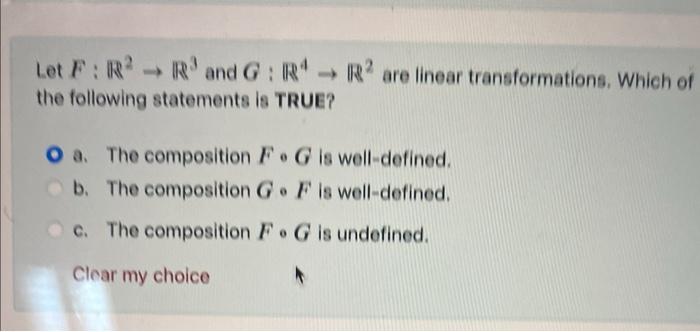 Solved Let F R2→r3 And G R4→r2 Are Linear Transformations