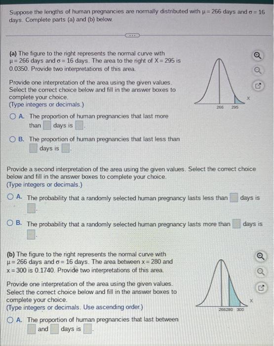 Solved Suppose The Lengths Of Human Pregnancies Are Normally | Chegg.com