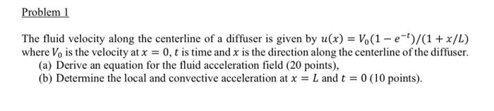 Solved Problem 1 The fluid velocity along the centerline of | Chegg.com