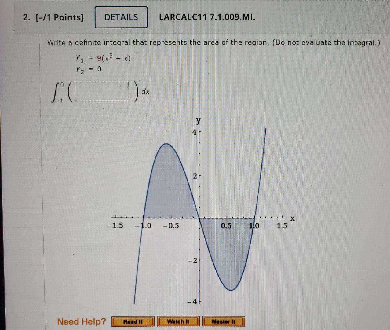 Solved 1. [-/1 Points] -5 DETAILS Write a definite integral | Chegg.com