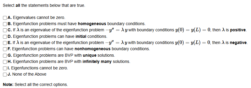 Solved Select all the statements below that are true.A. | Chegg.com