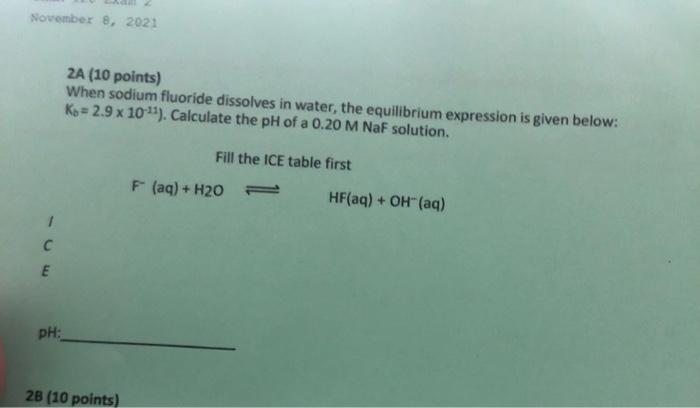 Solved November 8, 2021 ZA (10 points) When sodium fluoride | Chegg.com