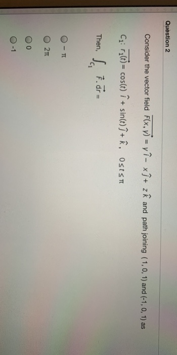 Solved Question 2 Consider The Vector Field F X Y Y I Chegg Com