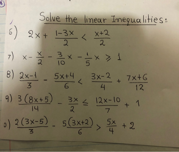 Solved X 2 Solve The Linear Inequalities 6 2x 1 3x Chegg Com