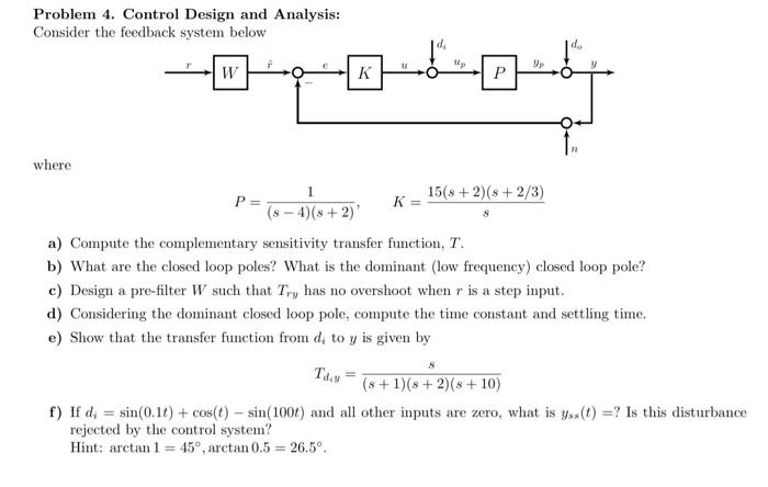 Problem 4. Control Design and Analysis: Consider the | Chegg.com