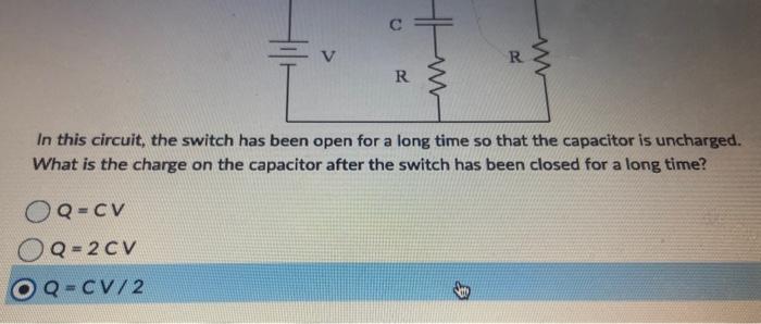 Solved In this circuit, the switch has been open for a long | Chegg.com