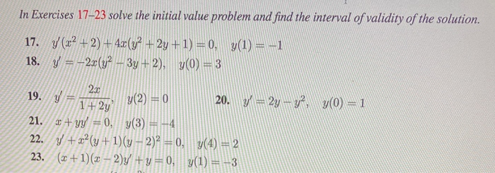 Solved In Exercises 17-23 solve the initial value problem | Chegg.com
