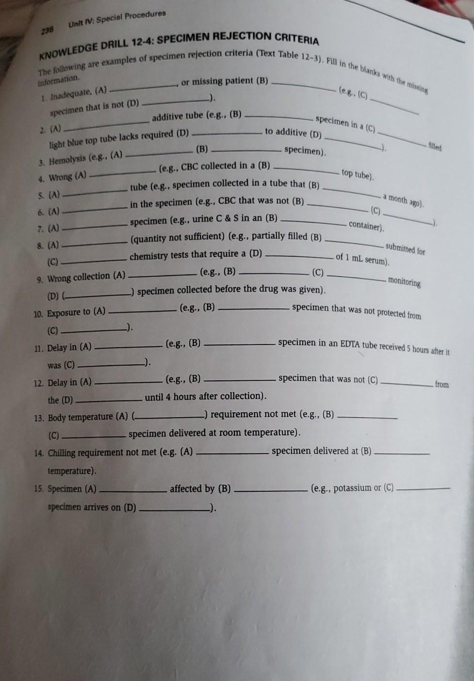 Solved Unlt IV Special Procedures 236 KNOWLEDGE DRILL 124