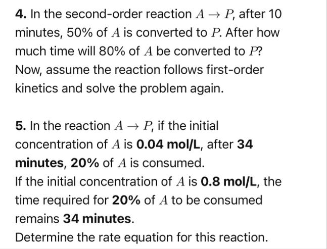 Solved In the second-order reaction A→P, ﻿after 10 ﻿minutes, | Chegg.com