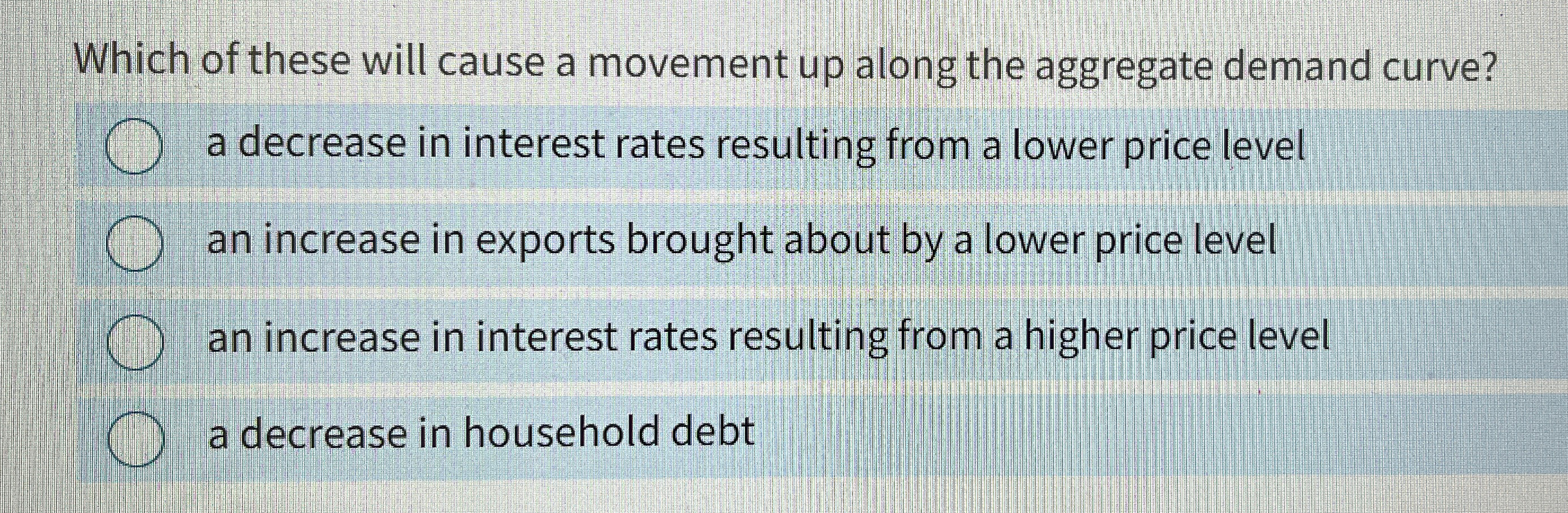 Solved Which of these will cause a movement up along the | Chegg.com