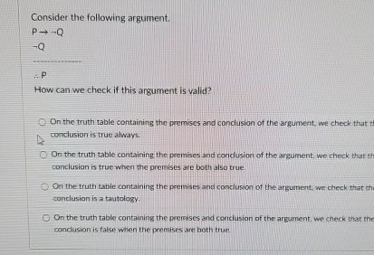 Solved Consider the following argument.P→-Q-Qq,:.PHow can we | Chegg.com